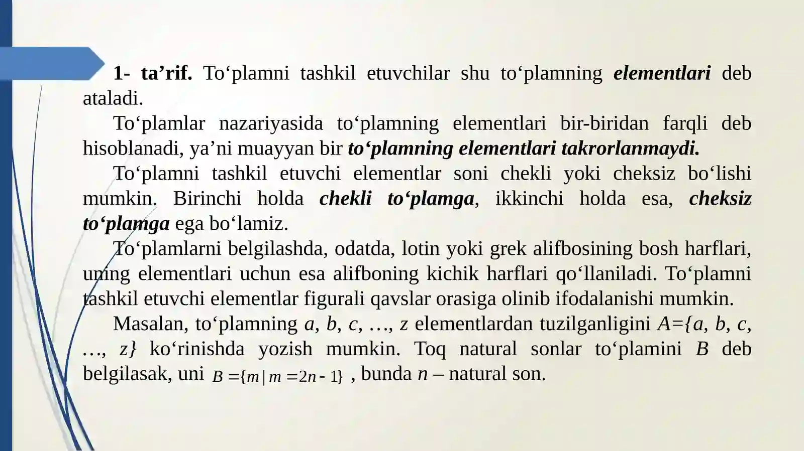 To‘plamlar ustida amallar 3