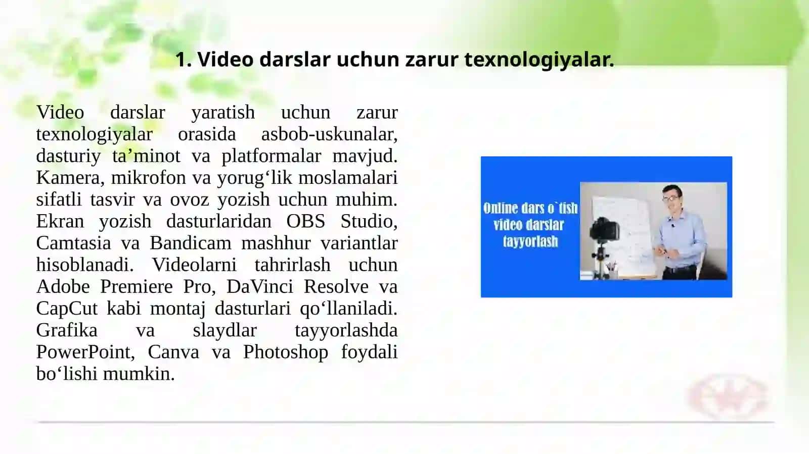 Video darslar yaratish  texnologiyasi 3