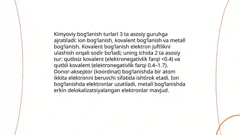 Kimyoviy bog'lanish turlari 3