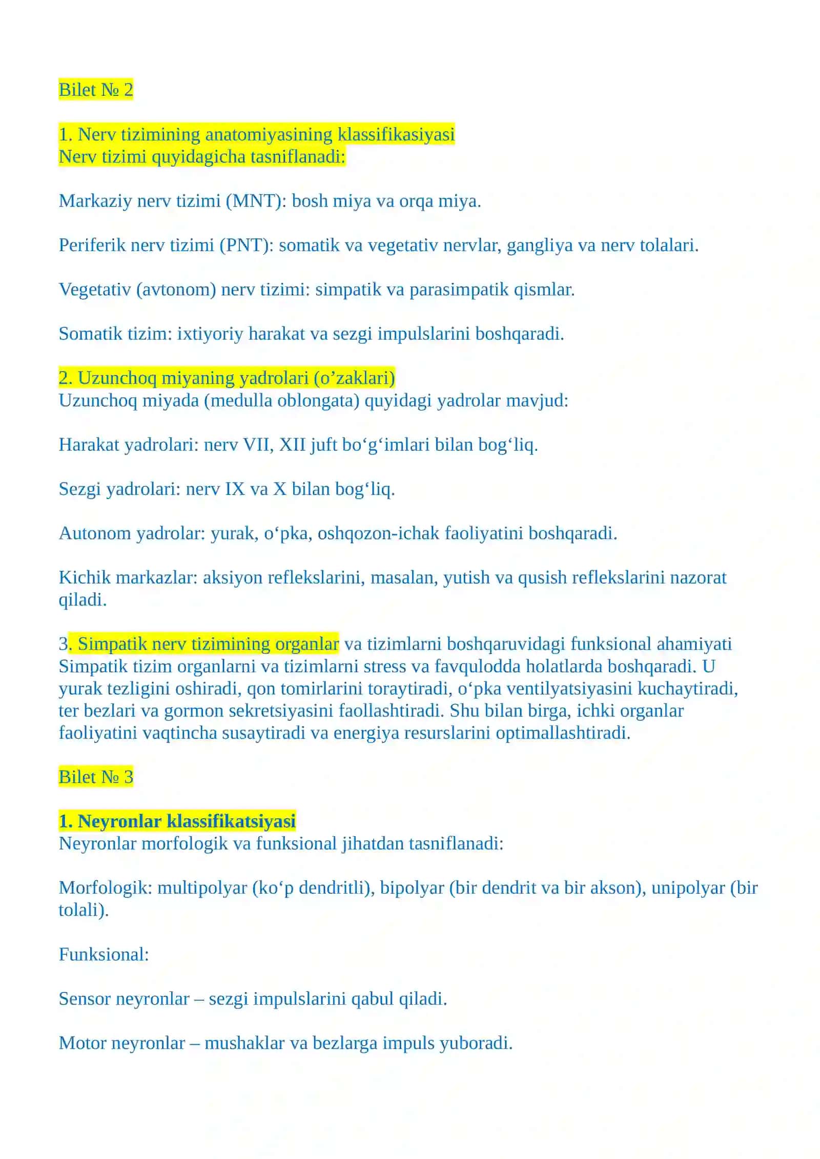 Nerv tizimining taraqqiyoti 3