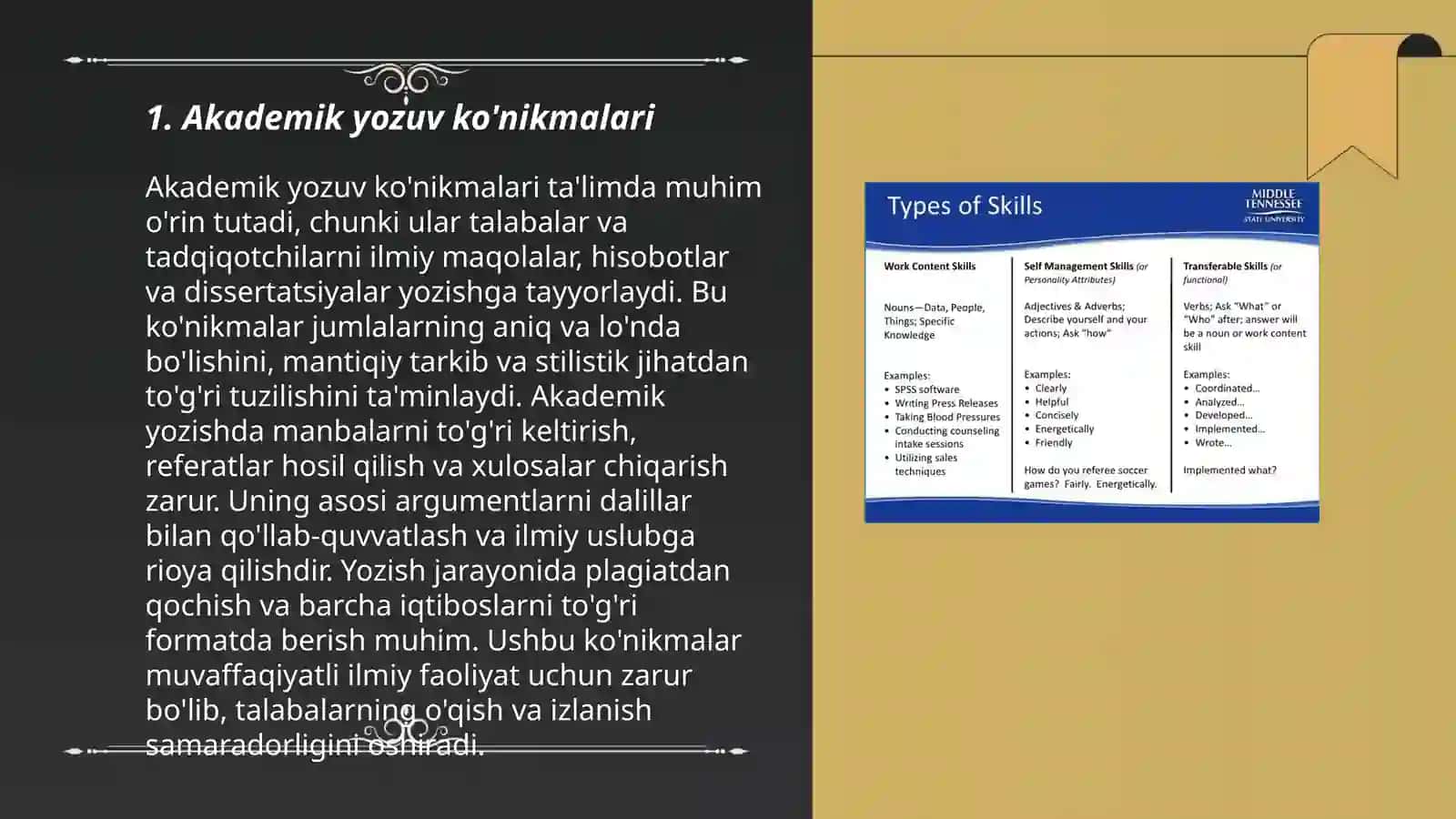 Akademik ko'nikmalar tashabuskorlik tadbirkorlik ko'nikmalari 3