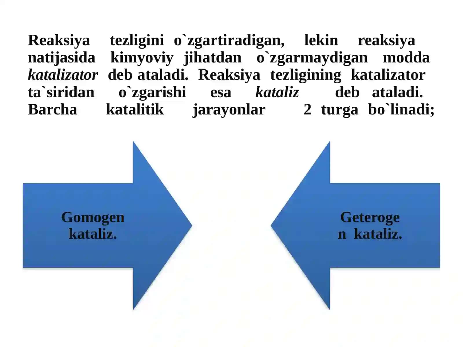 Kataliz.Massalar ta`siri  qonuni 3