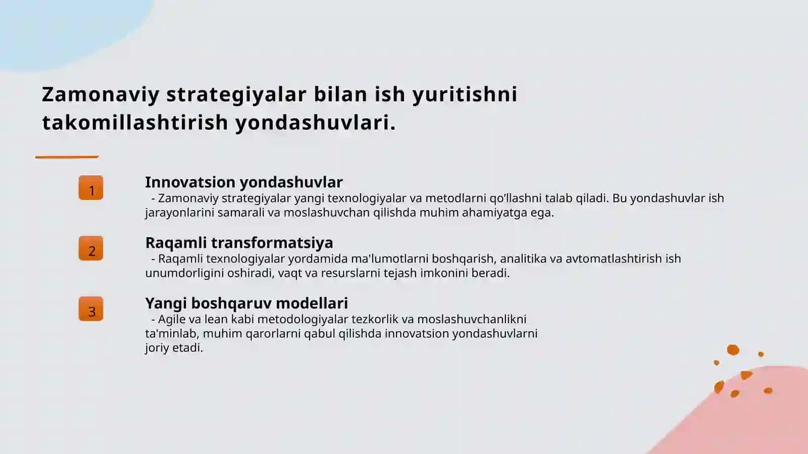 Ish yuritishni takomillashtirishni yo'nalishlari 3