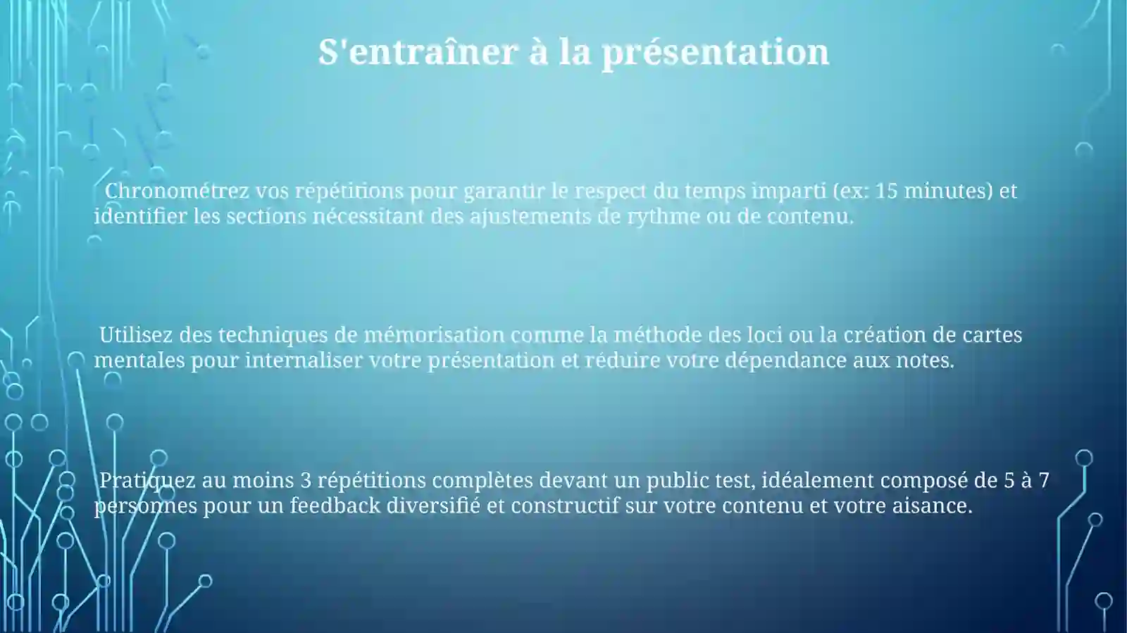 Étapes de préparation des présentations 3