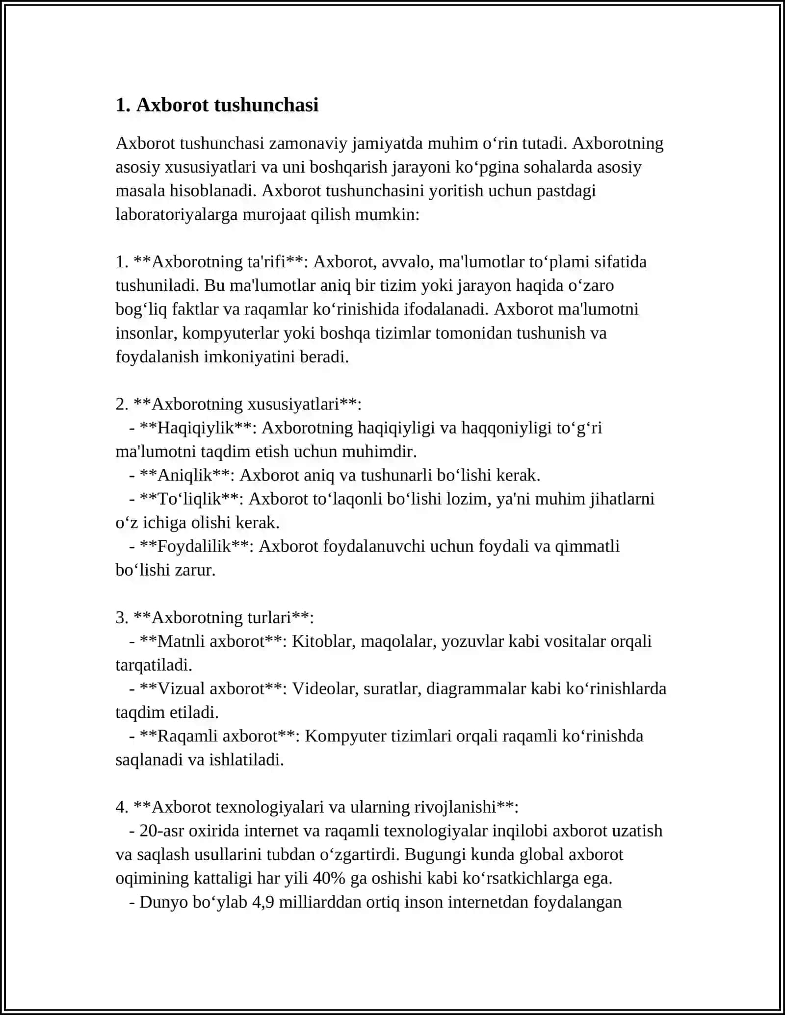 Axborot turlari va tizimlari haqida tushuncha 3
