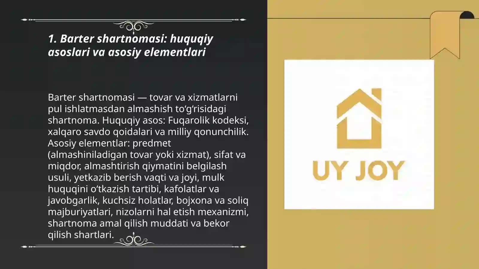 Ayriboshlash, Hadya shartnomasi. Hayr-ehson. Renta shartnomasi. Umrbod ta’minlash sharti bilan uy-joy (kvartira)ni boshqa shaxsga berish 3