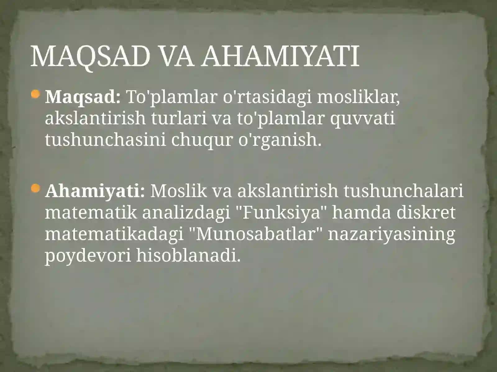 MOSLIK VAAKSLANTIRISHLARNAZARIYASI 3