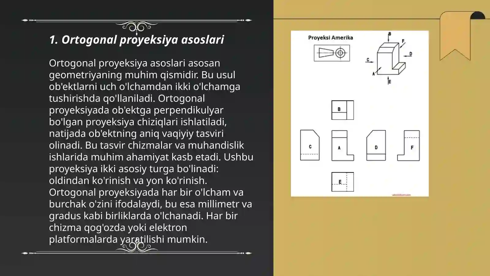Ortogonal proyeksiya asoslari 3