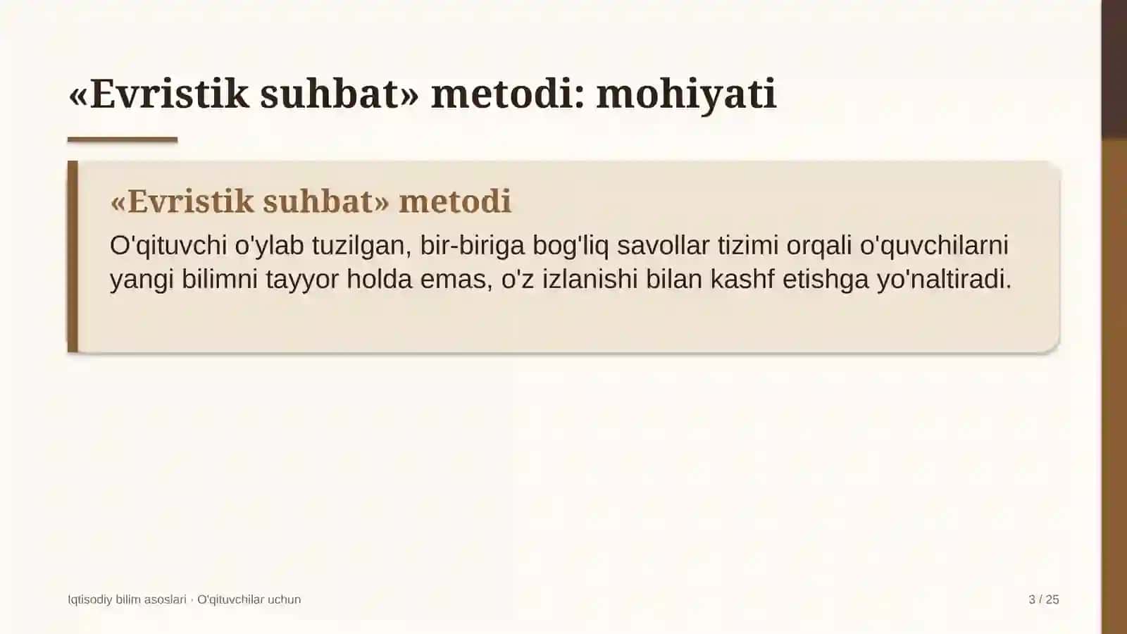 iqtisodiy bilim asoslari darslarida evristik suhbat metodidan foydalanish 6806 3