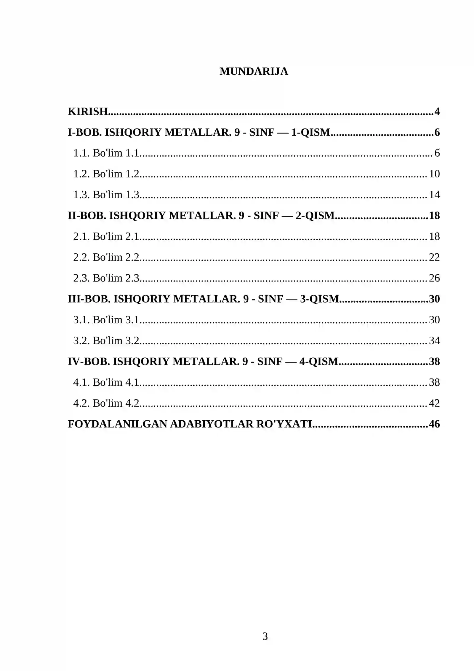 ISHQORIY METALLAR. 9 - SINF 3