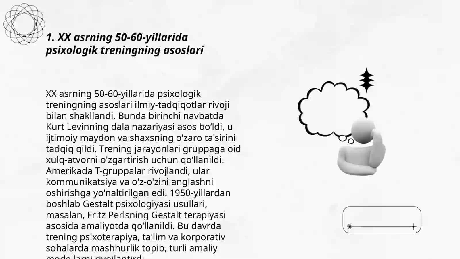 XX asrning 50-60-yillarida psixologik treningning asoslari 3