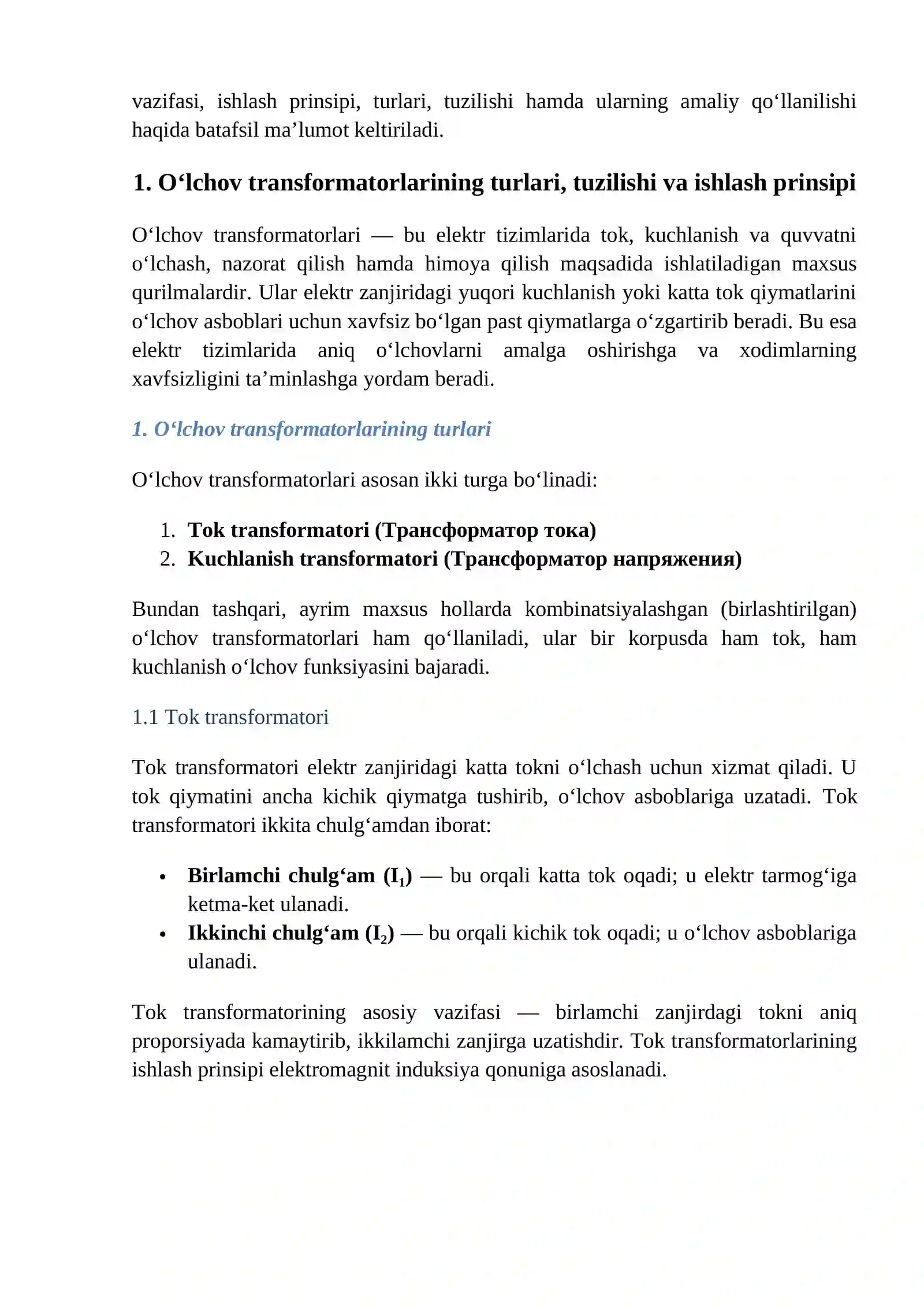 O‘lchov transformatorlari 3