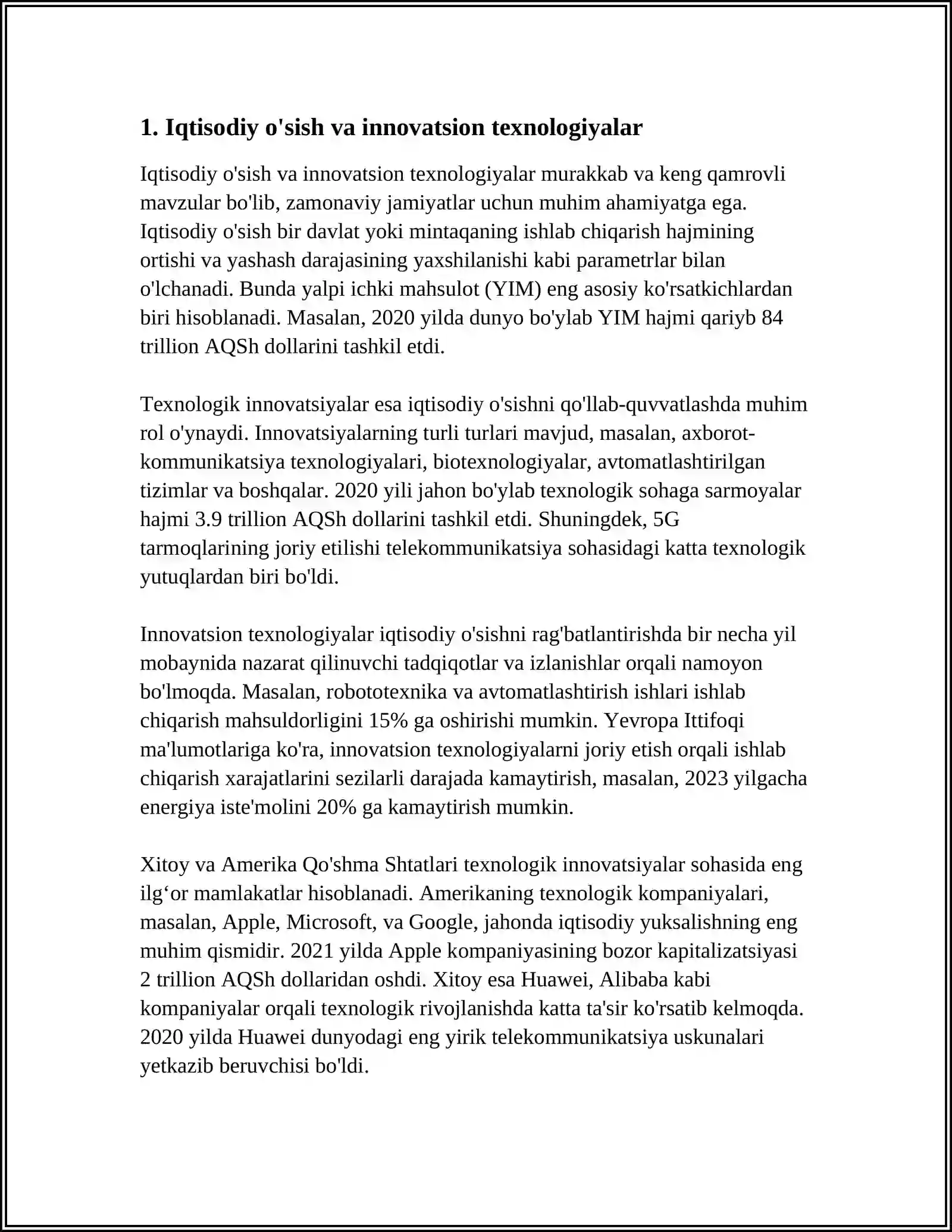 BUXORO INNOVATSIYALAR UNIVERSITETI IQTISODIYOT VA MOLIYAVIY TEXNOLOGIYASI KAFEDRASI 3