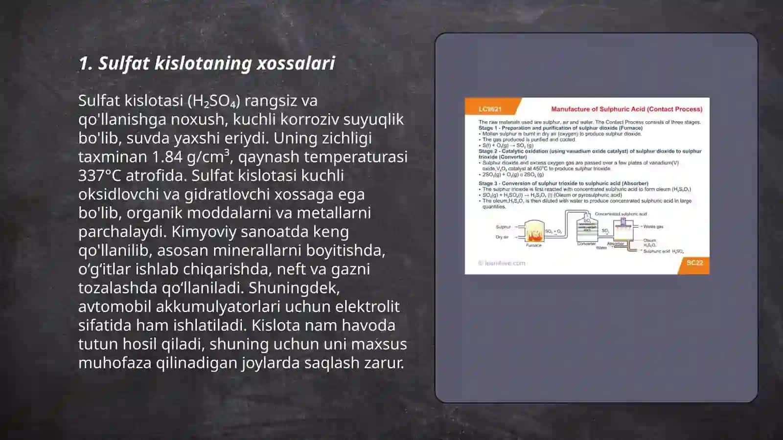 Sulfat kislota ishlab chiqarish texnologiyasi 3
