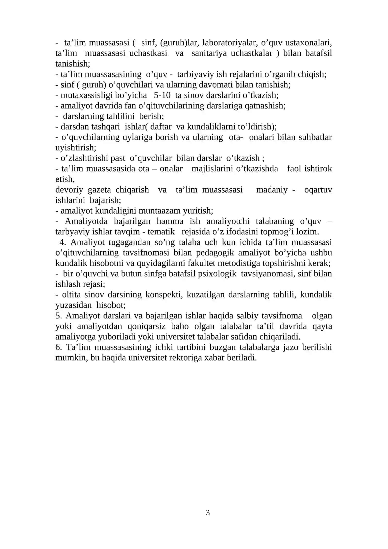 Pedagogik Amaliyot BO'YICHA TALABANING KUNDALIGI 3