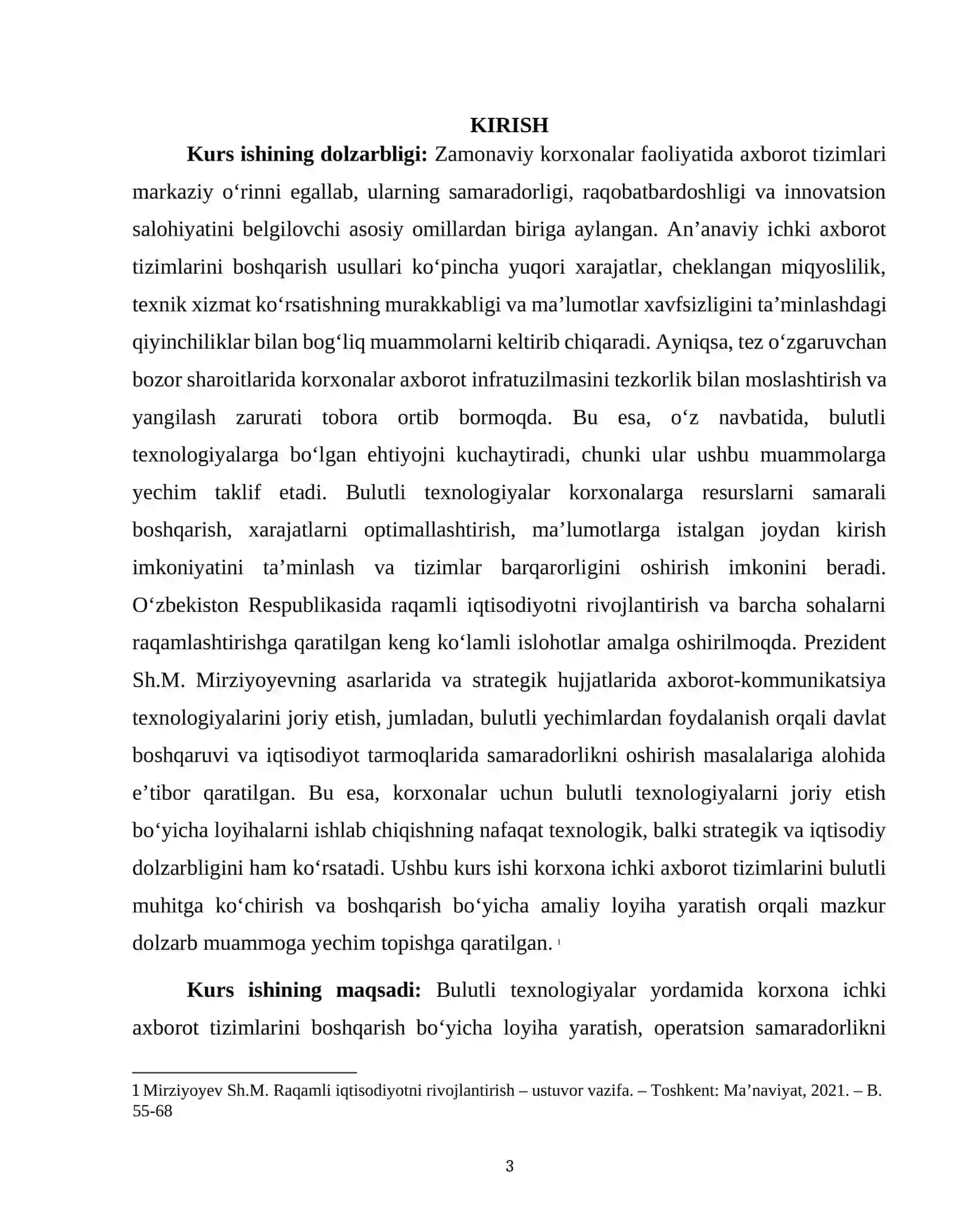 BULUTLI TEXNOLOGIYALAR YORDAMIDA KORXONA ICHKI AXBOROT TIZIMLARINI BOSHQARISH BO‘YICHA LOYIHA YARATISH 3
