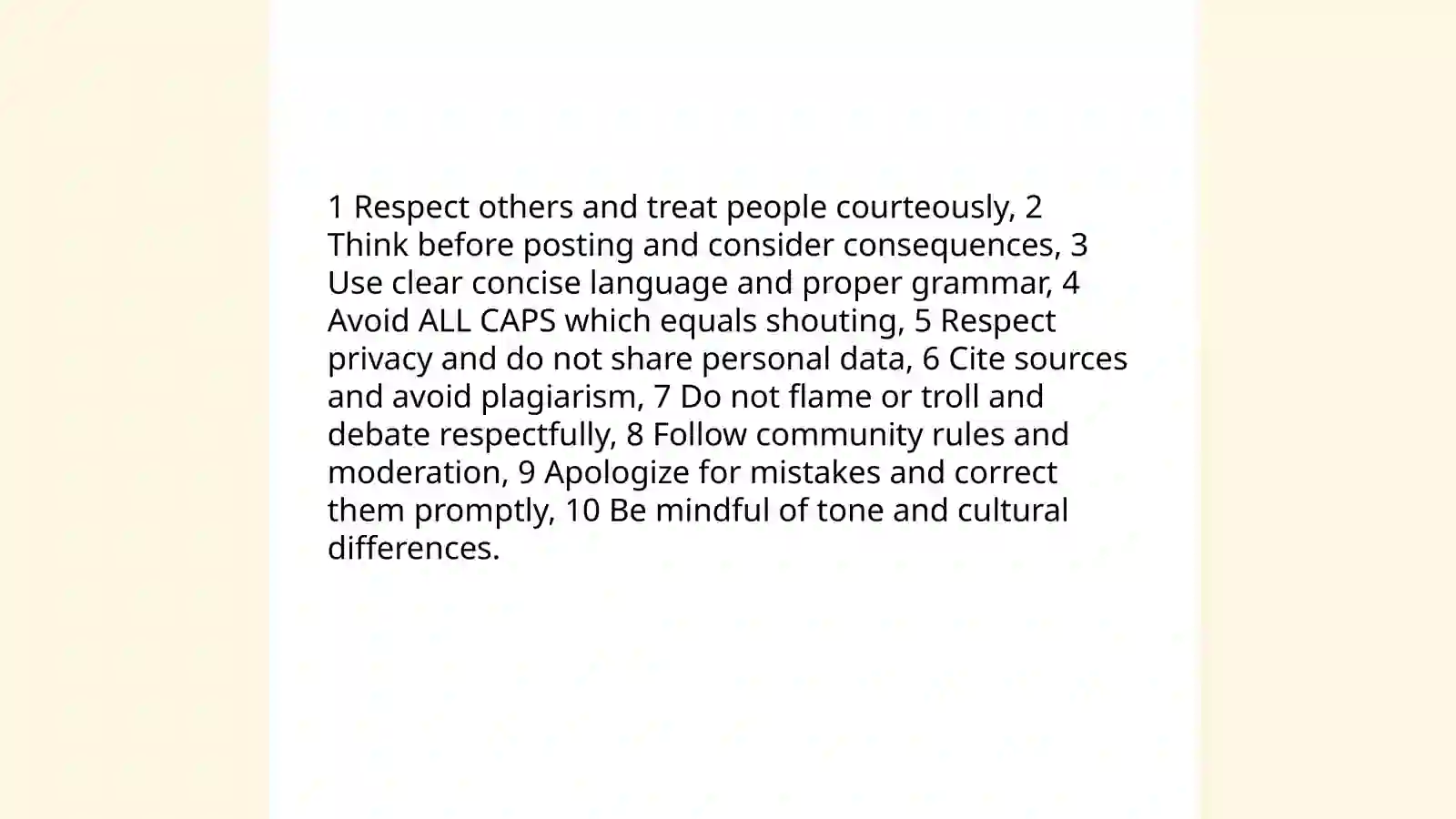 Internet knowledge:Etiquette and netiquette 3