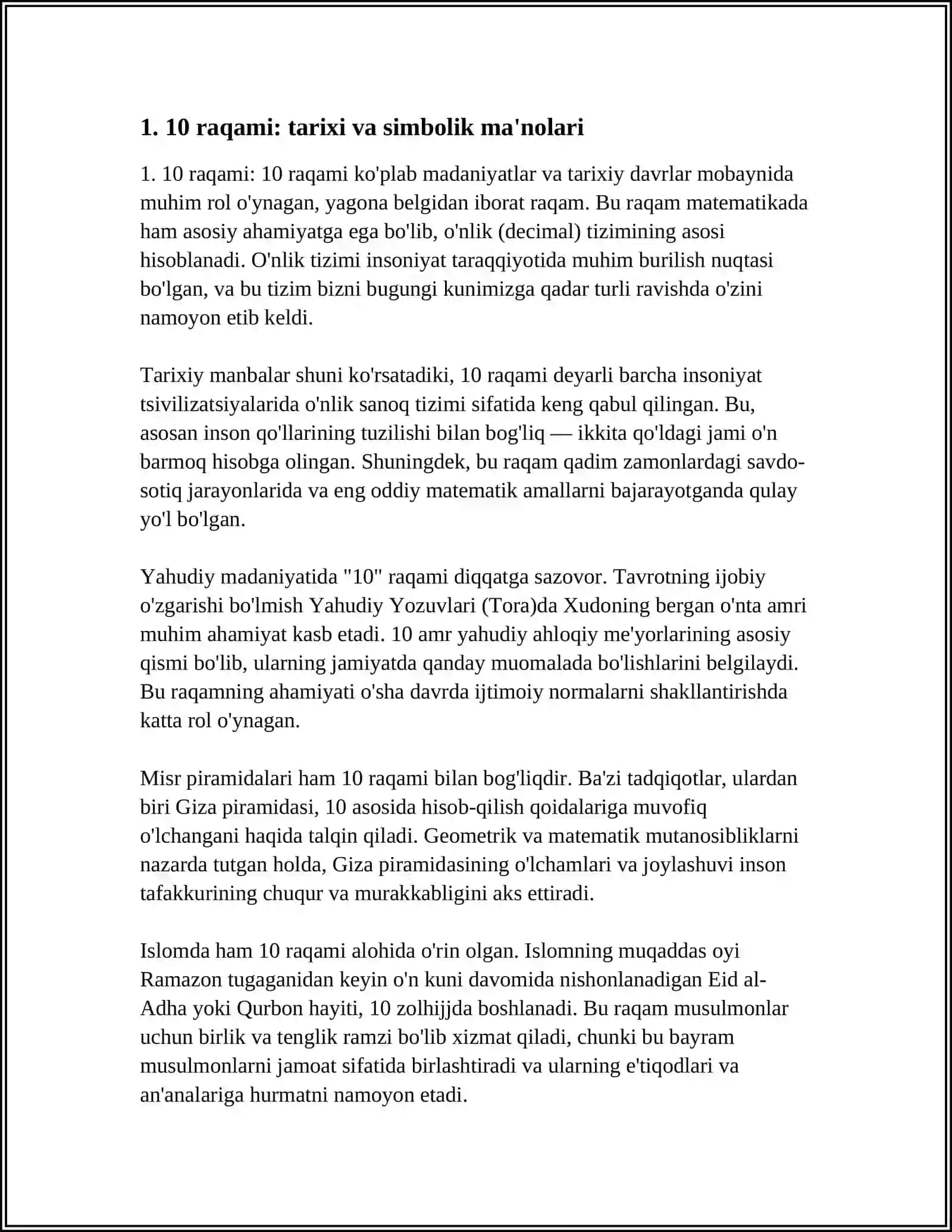 10 raqami: tarixi va simbolik ma'nolari 3