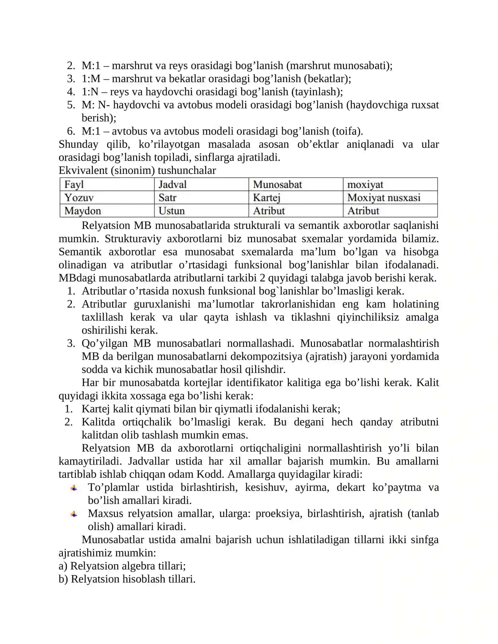 MA’LUMOTLARNI RELYATSION BOSHQARISHNING ASOSIY VOSITALARI 3
