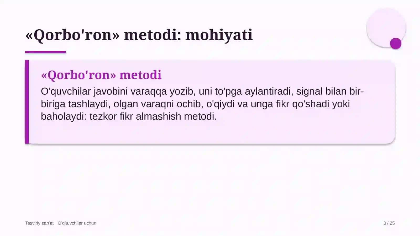 tasviriy san'at darslarida qorbo'ron metodidan foydalanish 4595 3