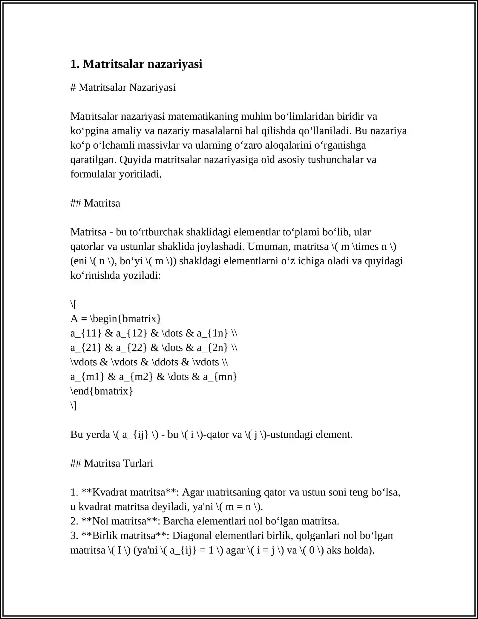 MATRITSALAR 3
