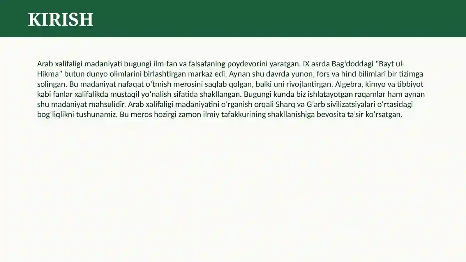 ARAB XALIFALIGI MADANIYATI 3