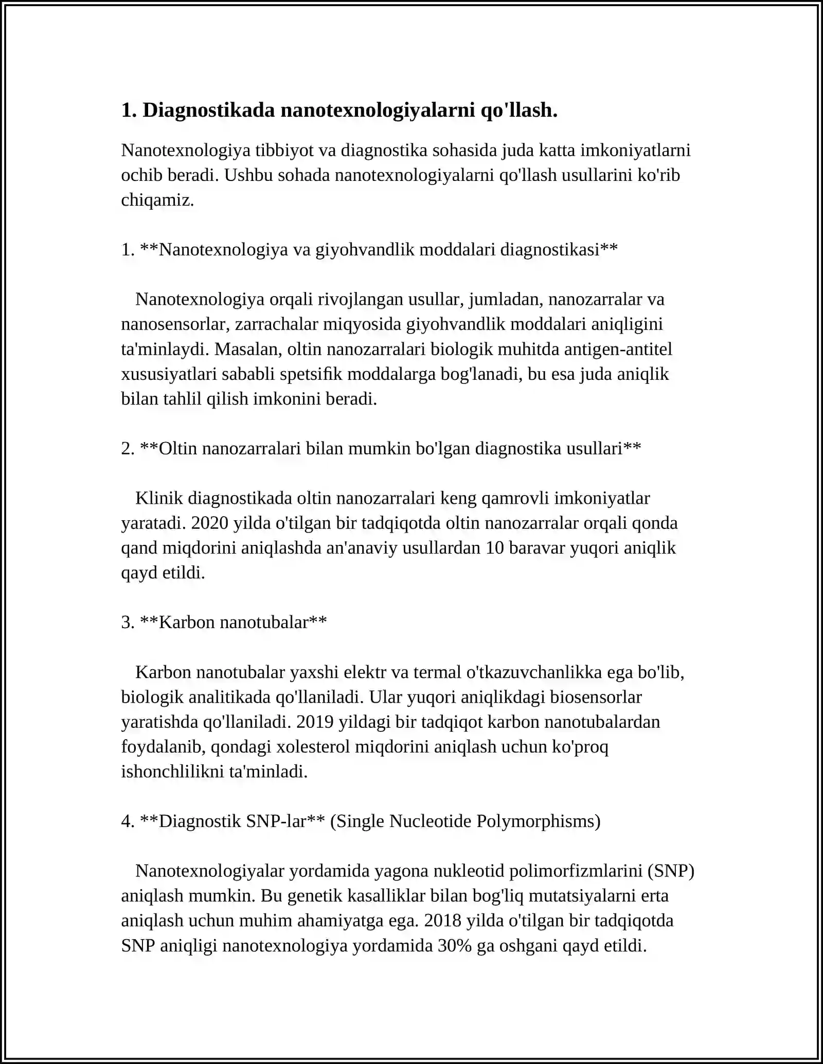 BUGUNGI KUN TIBBIYOTINING TURLI SOHALARIDA NANOTEXNOLOGIYALARDAN FOYDALANISHNING ASOSIY SABABLARI HAMDA UNING NATIJALARI 3