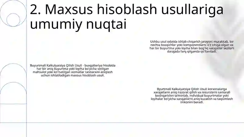 Buyurtmali Kalkulyatsiya Qilish Usuli 3