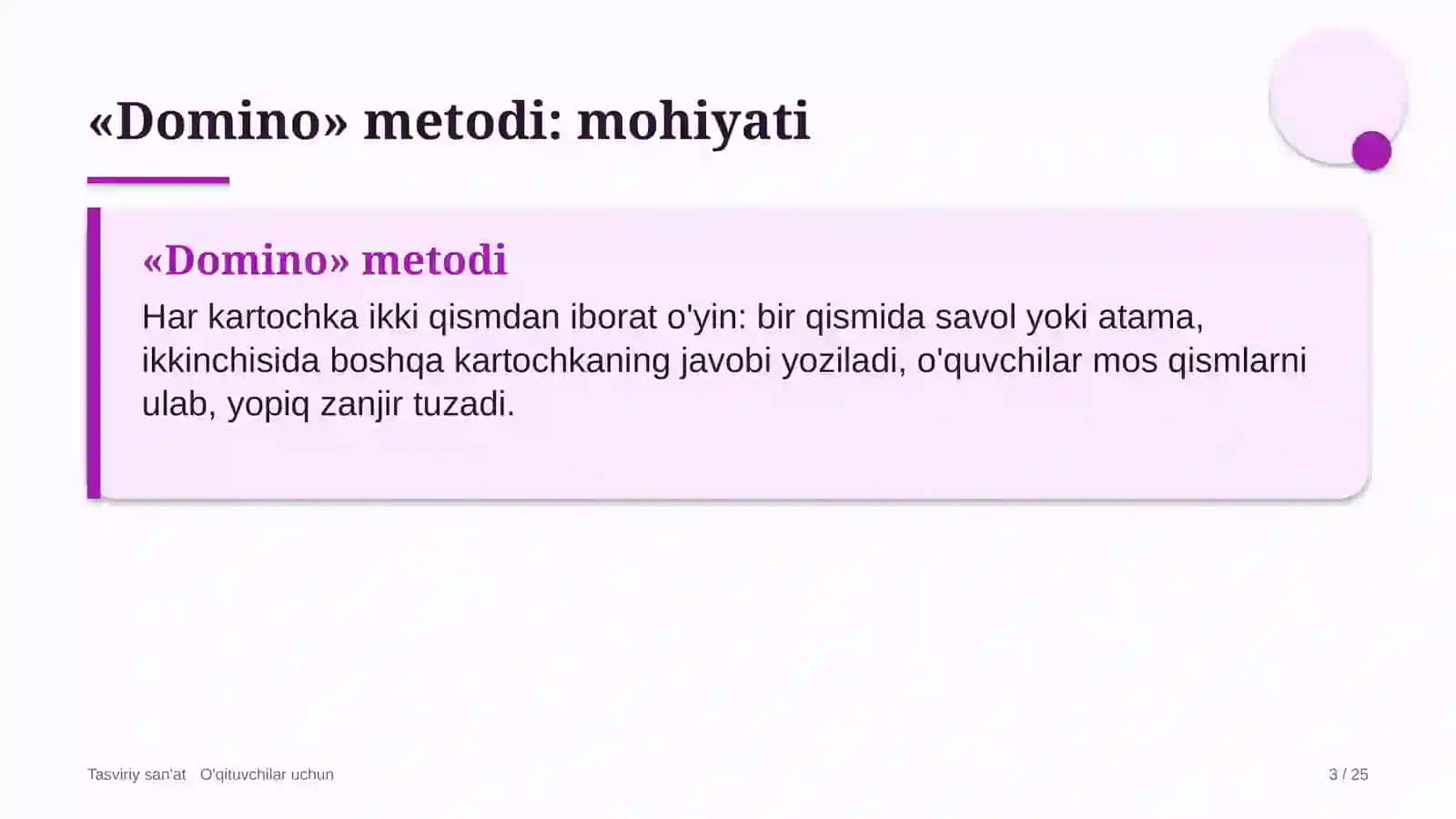 tasviriy san'at darslarida domino metodidan foydalanish 3536 3