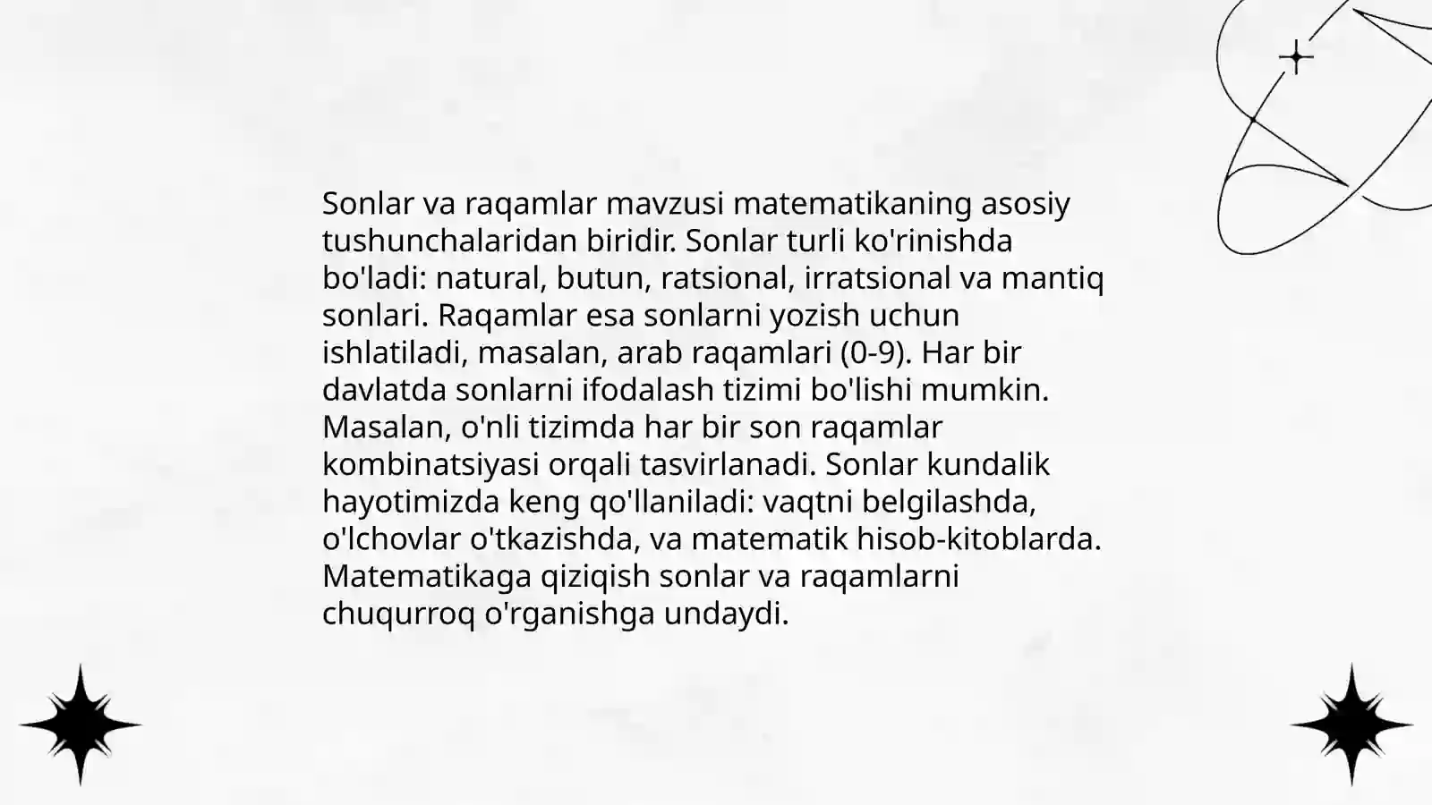 Sonlar va raqamlar mavzusi 3