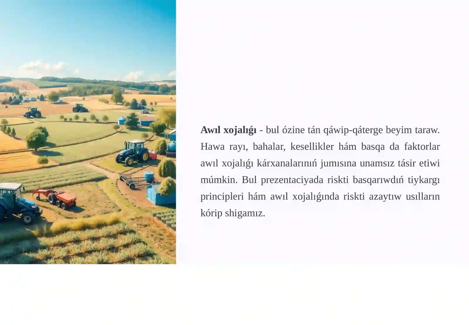 Sharwashılıqta menejement hám islep shıǵarıwdı shólkemlestiriw páninen Prizintatciya jumısı 3