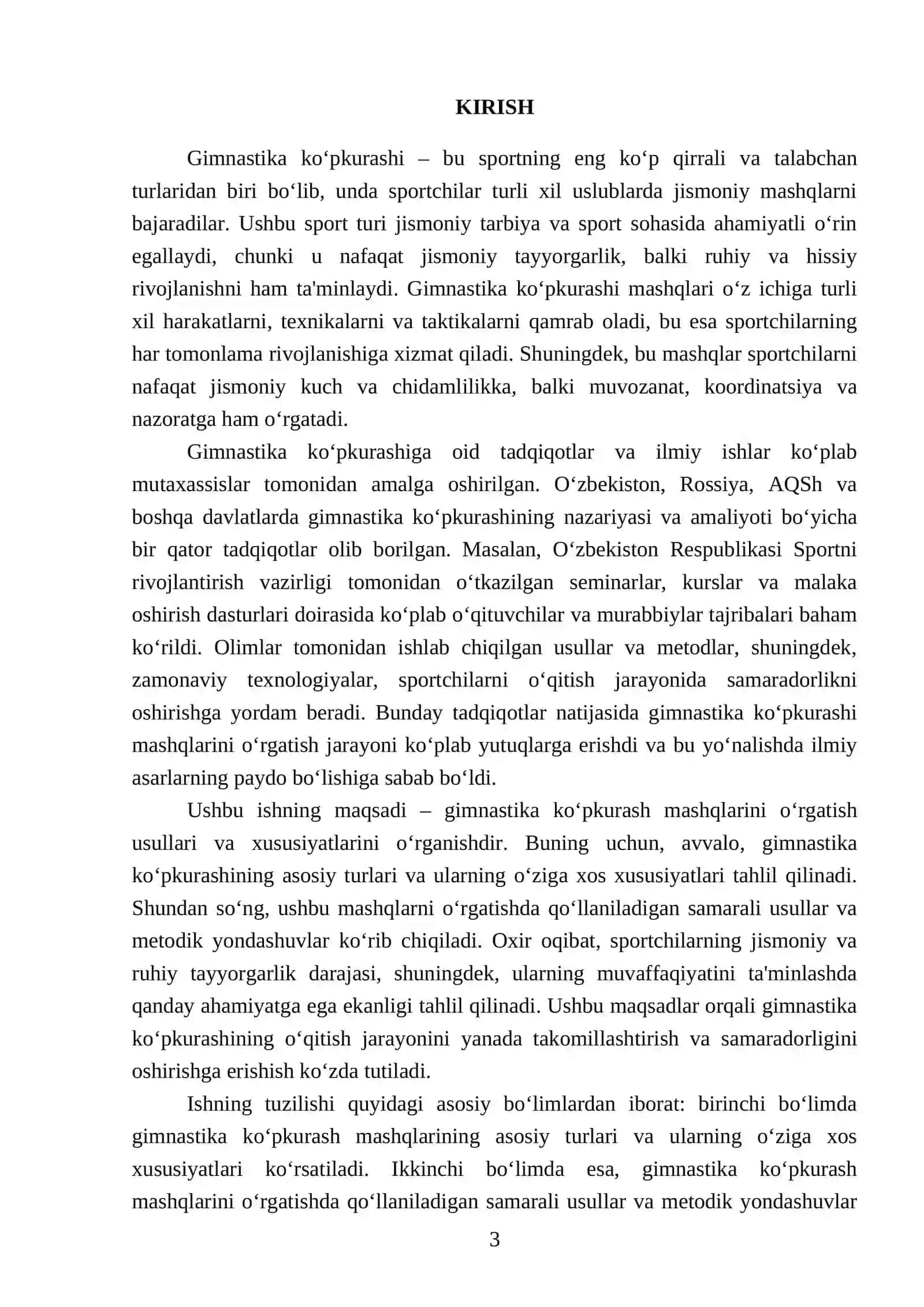 Gimnastika va uni o'qitish metodikasi fanidan tayyorlagan mustaqil ishi 3