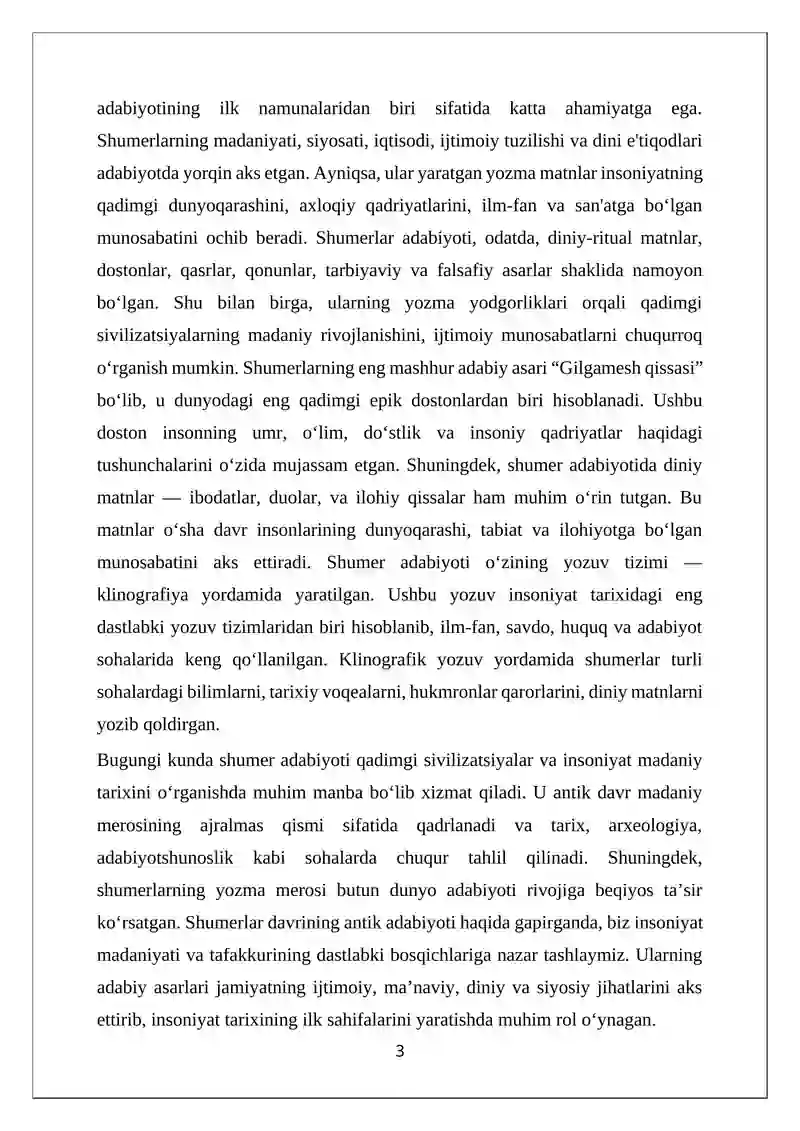 Shumerlar yaʼni antik davr adabiyoti 3