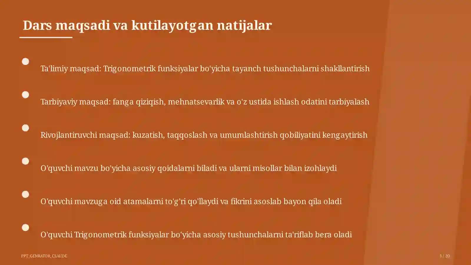 Trigonometrik funksiyalar (10-sinf) 3