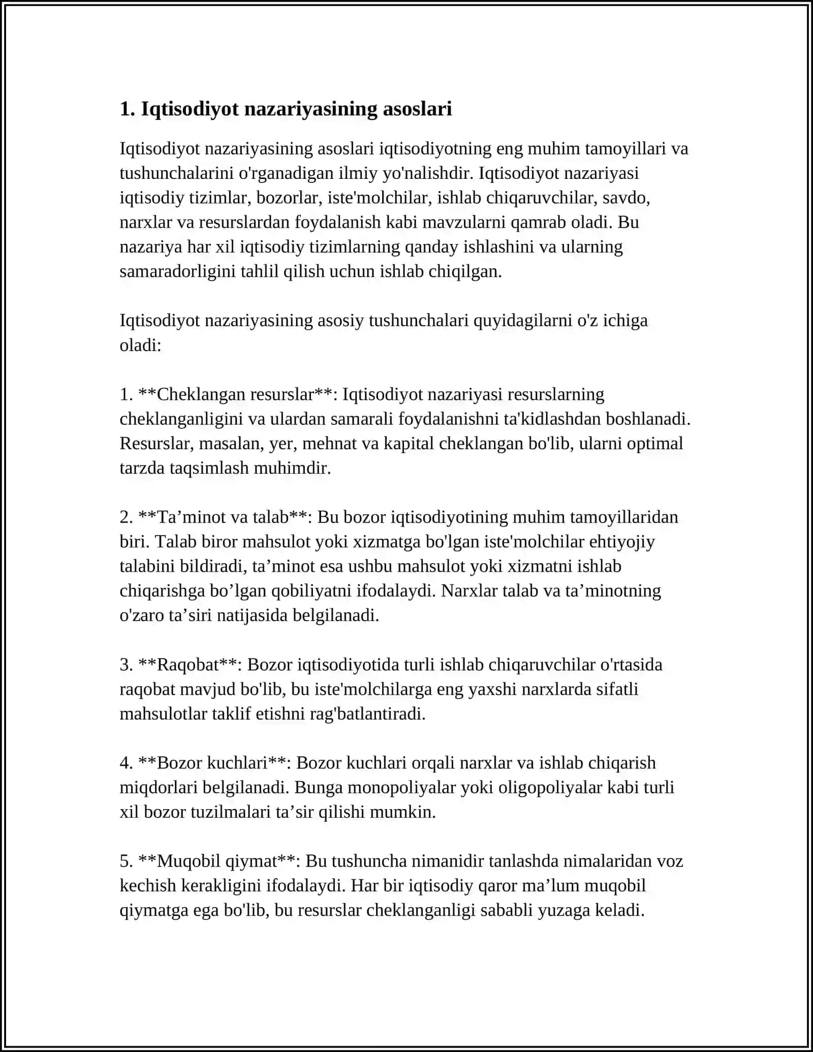 IQTISODIYOT NAZARIYASI BARCHA IQTISOD FANLARNING NAZARIY-USLUBIY POYDEVORI VA DAVLAT IQTSODIY SIYOSATINING ILMIY ASOSI 3
