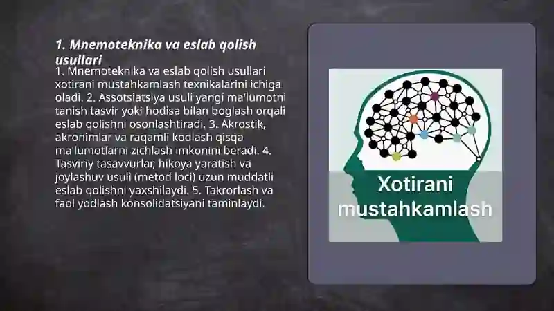 Xotirani rivojlantirish metodlari 3