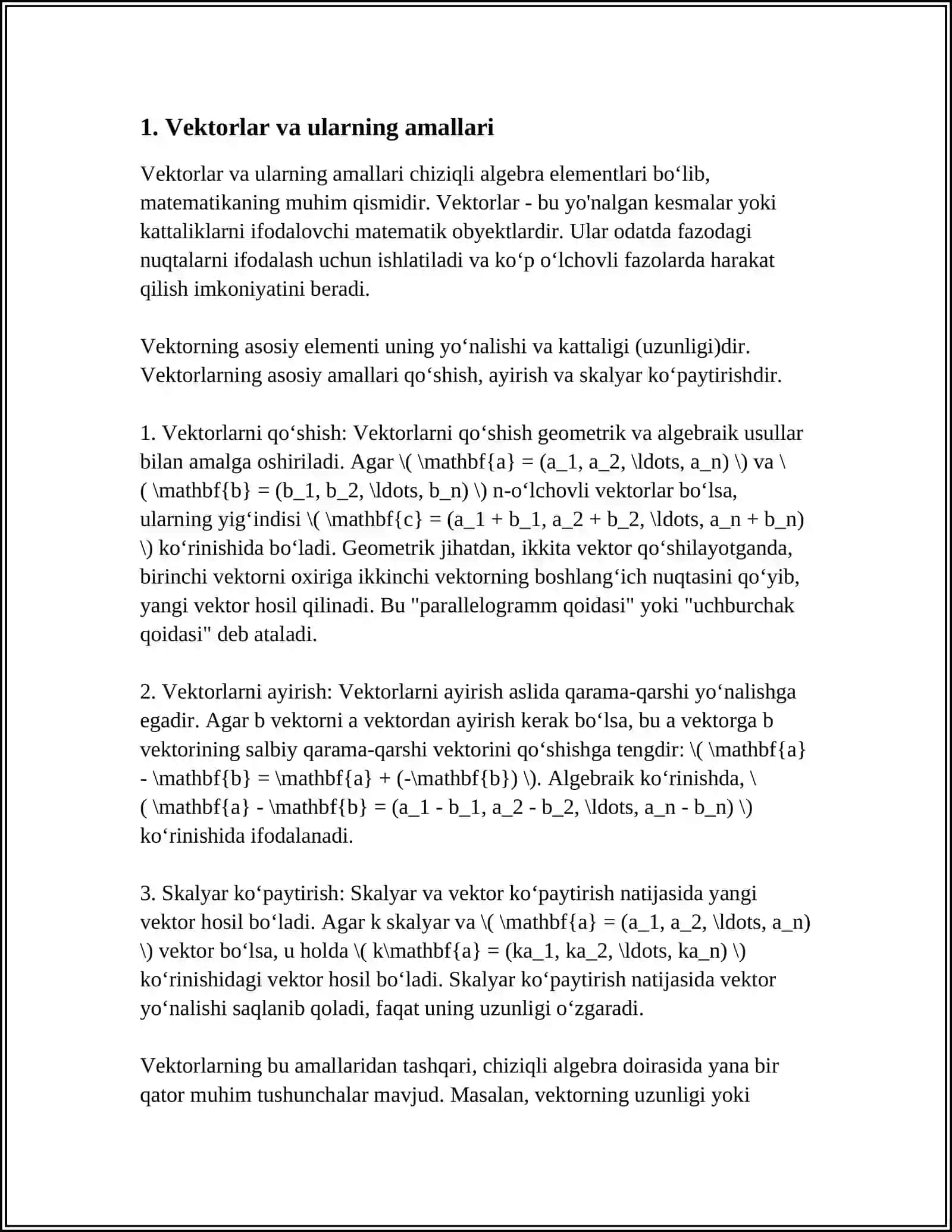 CHIZIQLI ALGEBRA ELEMENTLARI 3