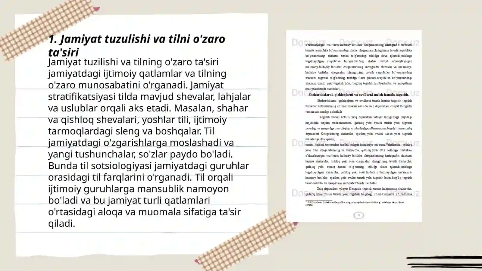 Jamiyat tuzulishi va til tuzulishi: korrelatsiya va differentsiatsiya 3
