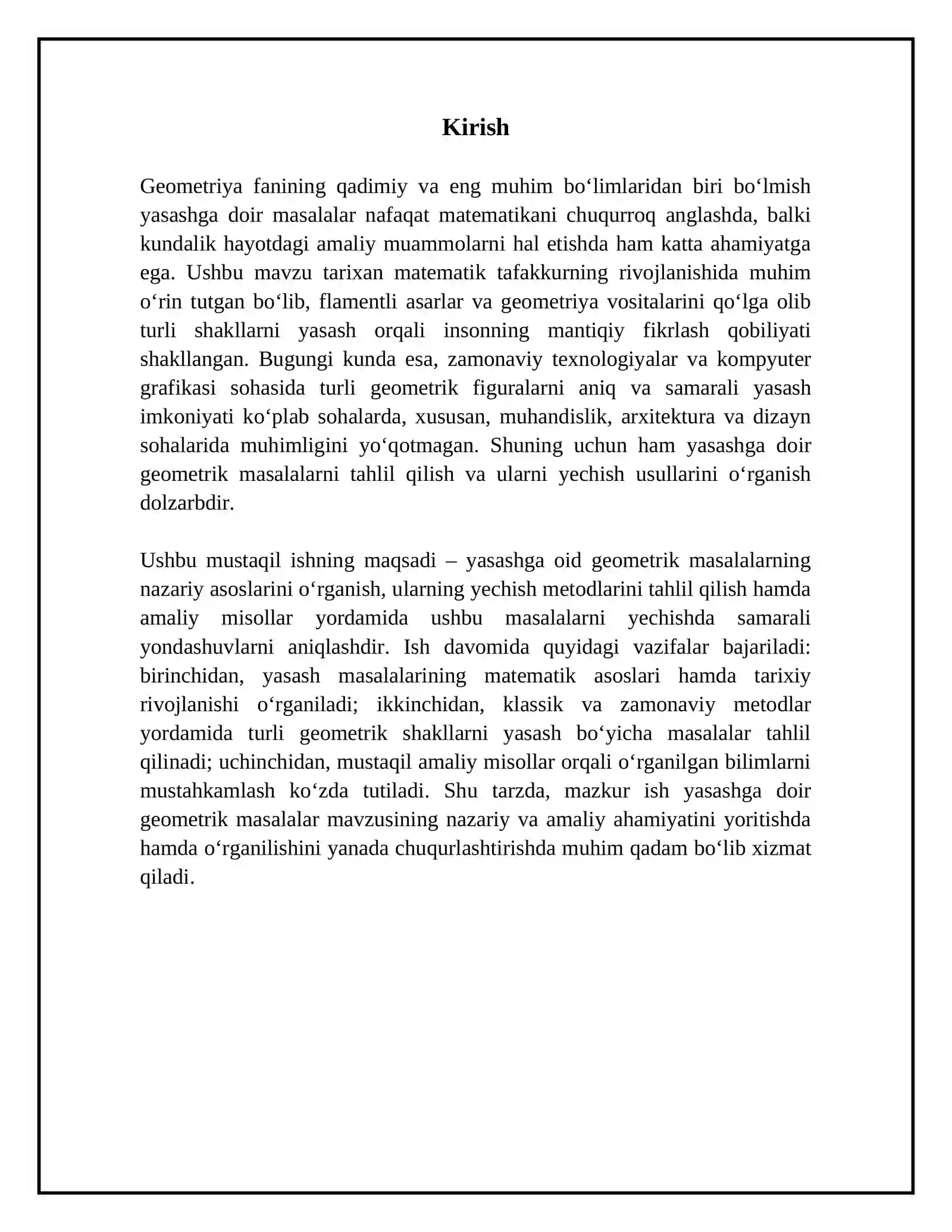 Yasashga doir geometrik masalalar 3