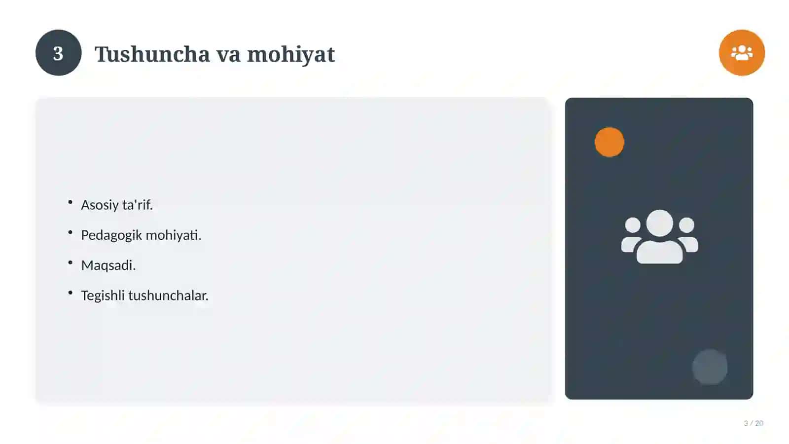 Pedagogik mahorat: nazariy asoslari, an'anaviy yondashuvda (Amaliyot hisoboti) 3