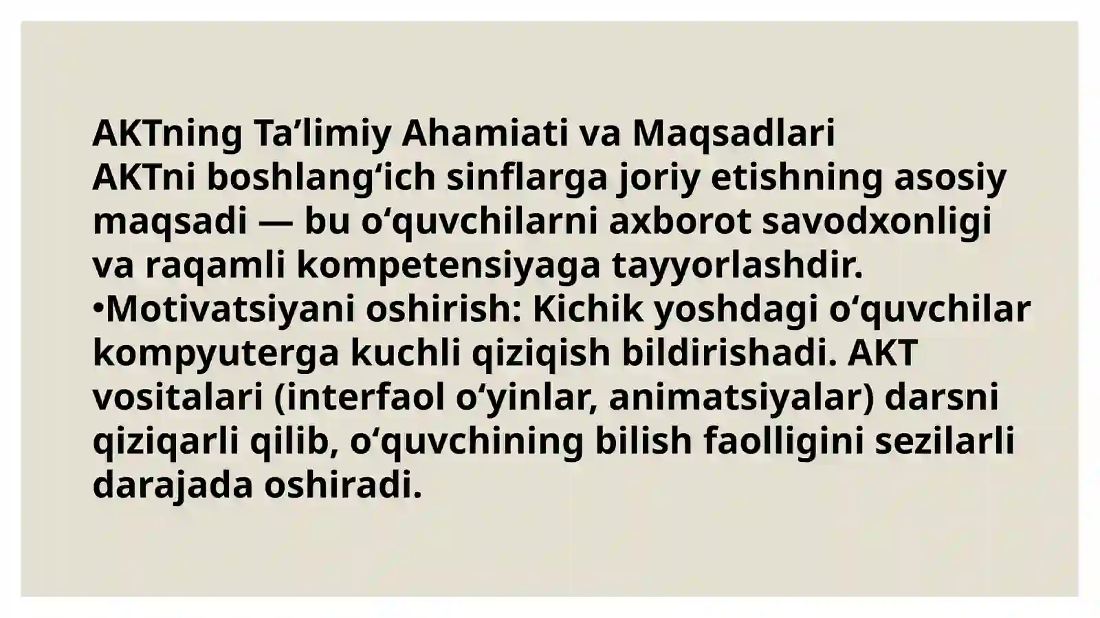 Boshlang’ich sinflarda AKT 3