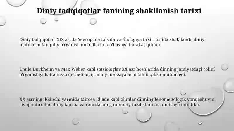 Diniy tadqiqotlar fanining shakllanishi, predmeti, funksiyalari, kategoriyalari 3