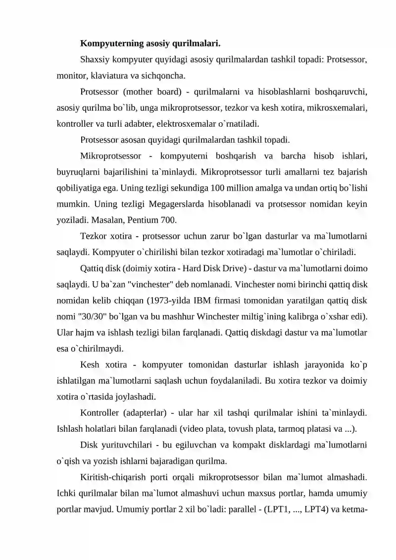 Kompyuterning asosiy qurilmalari 3