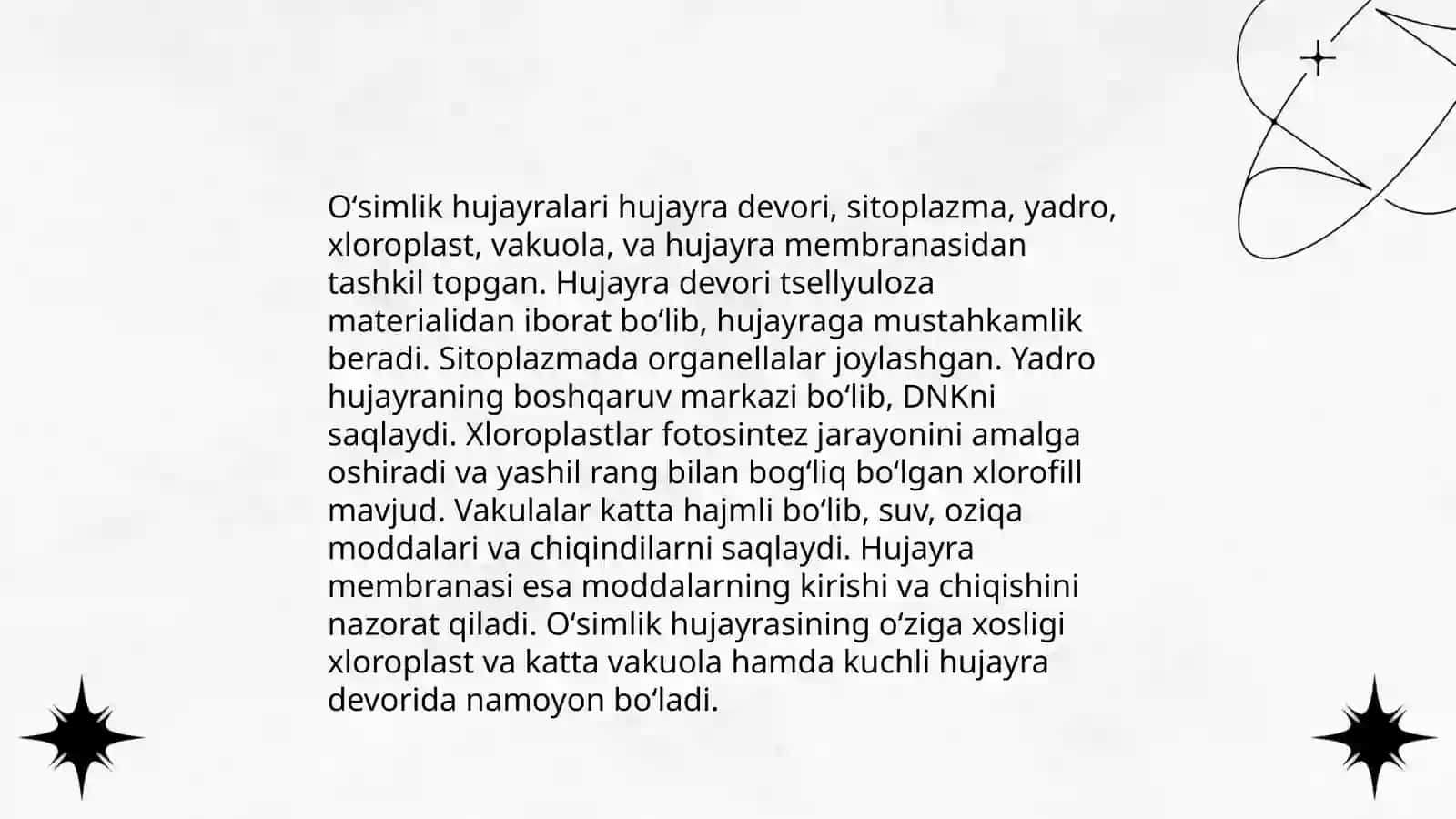 Oʻsimliklar anatomyasi, fiziologiyasi.Tiriklik belgilari 3