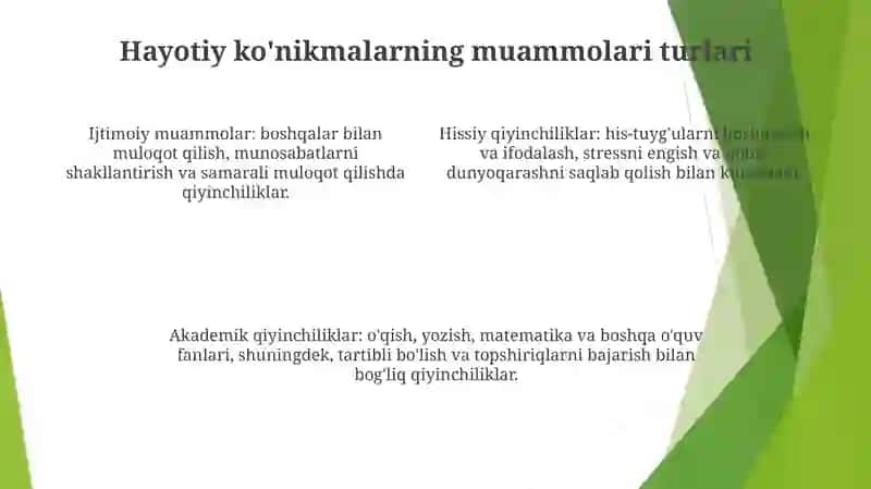 Hayotiy ko'nikmalarning qiyinchiliklari 3