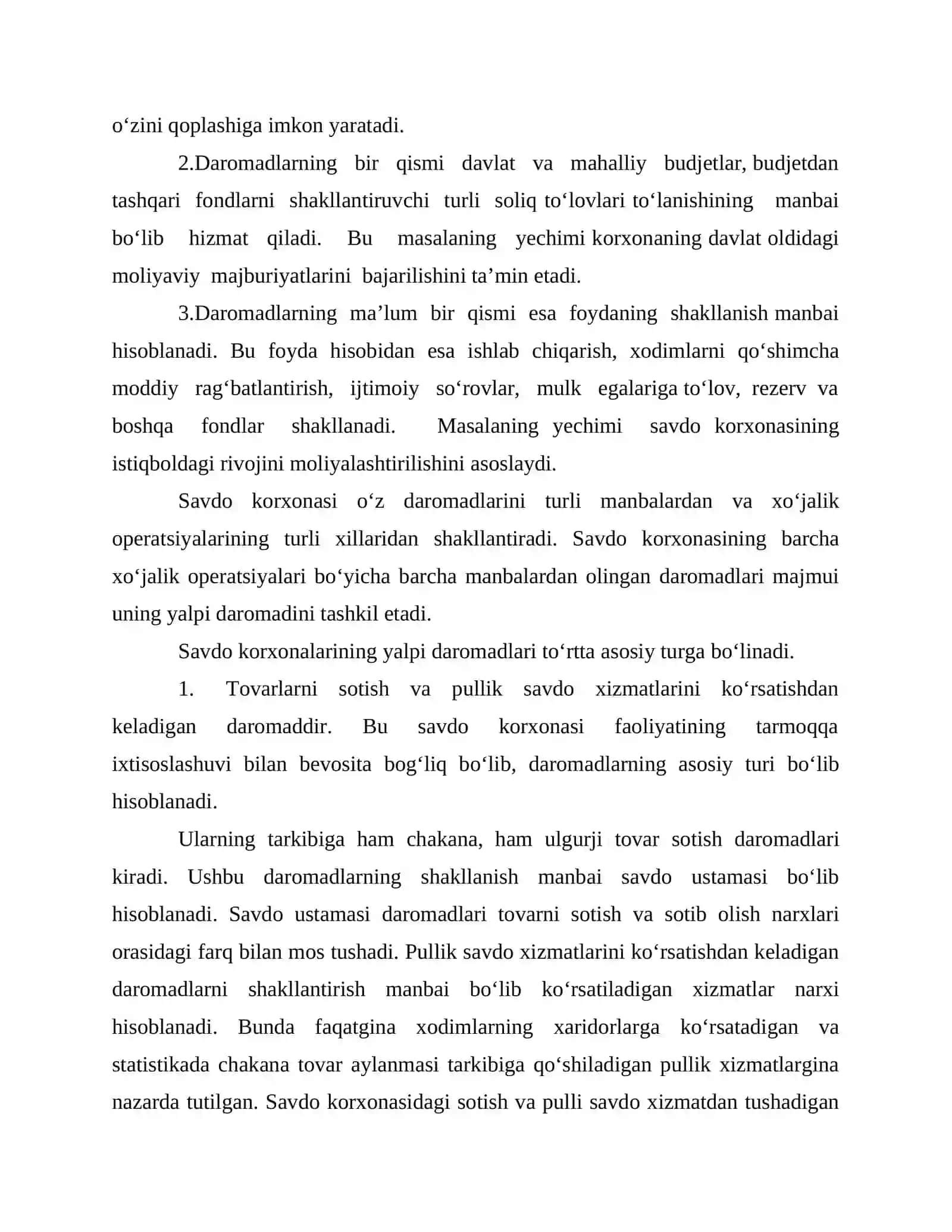 Savdo korxonalarini daromadparini boshqarish 3