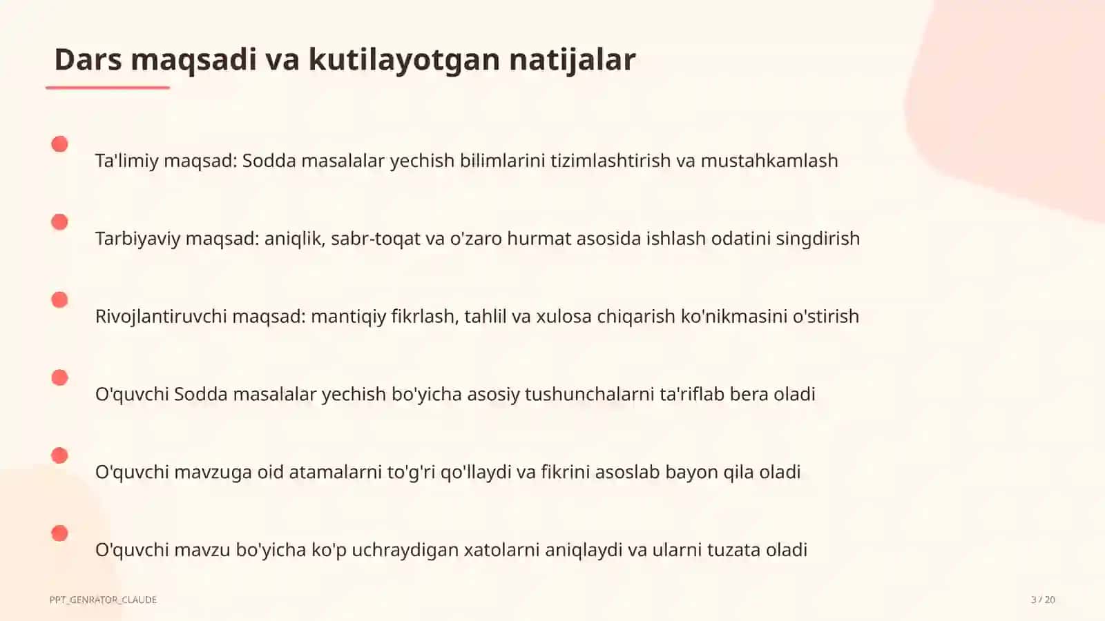 Sodda masalalar yechish (1-sinf) 3