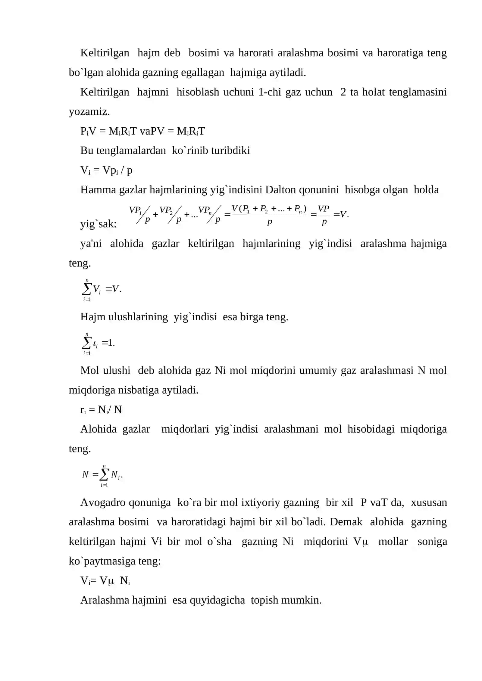 Gaz aralashmasi issiqlik sig`imi 3