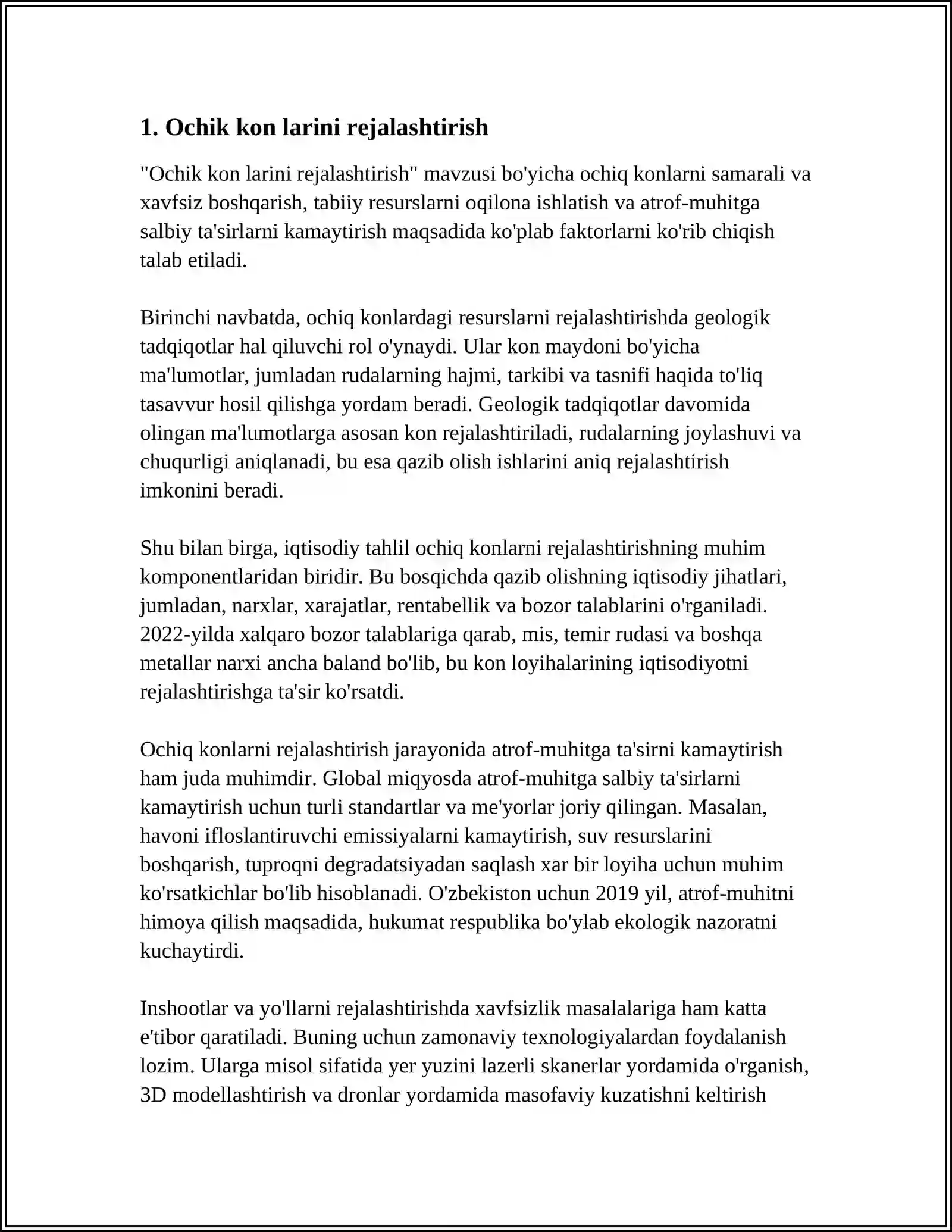 OCHIQ KON LAHIMLARI VA ULARNING QO’LLANILISHI. KAPITAL TRANSHEYALAR TIZIMI 3