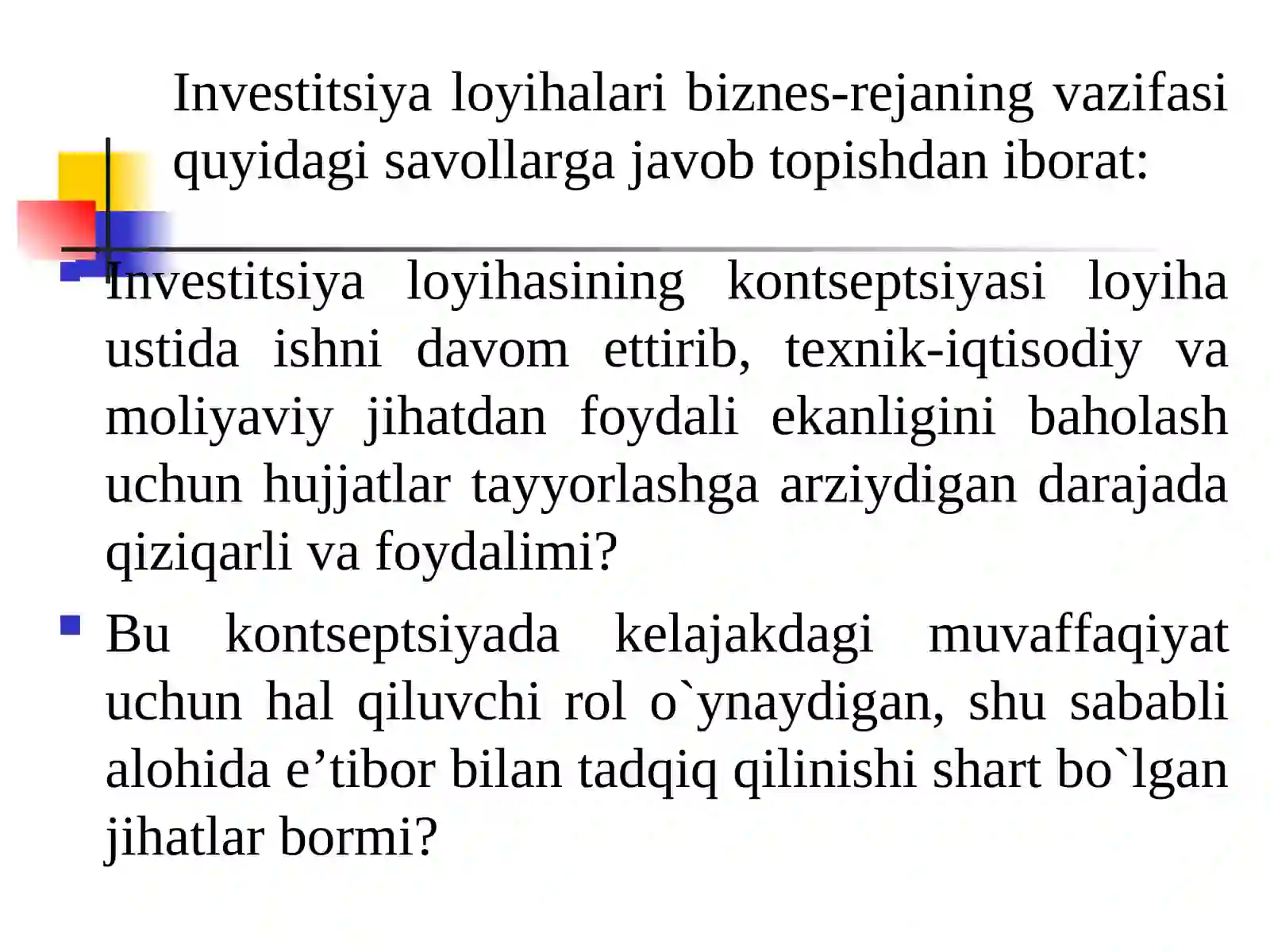 INVESTITSIYA LOYIHASINING BIZNES REJASI(4-SOAT) 3